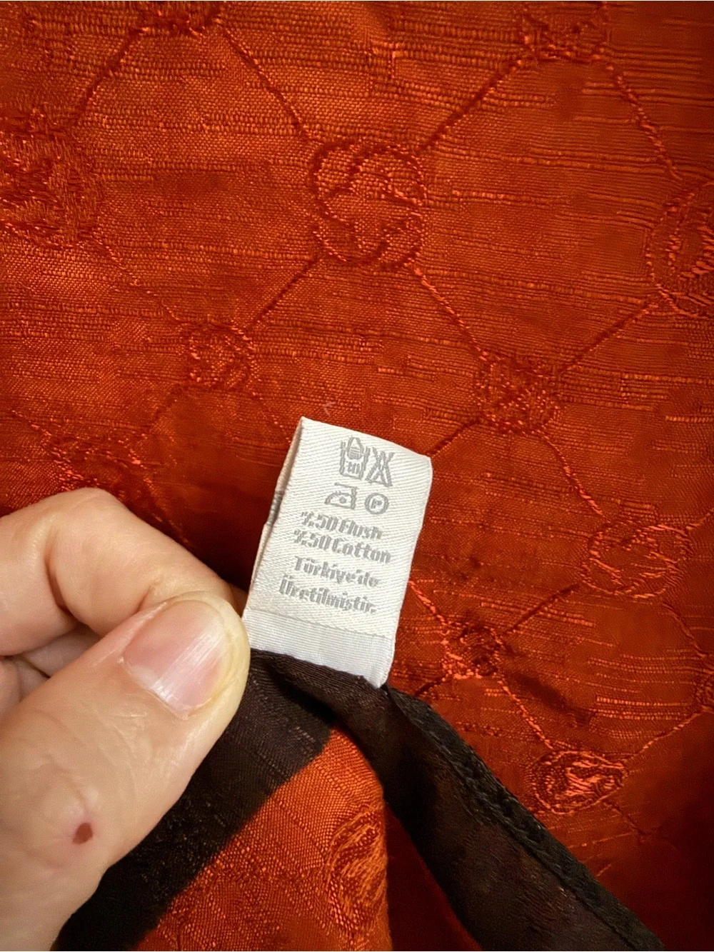 Turkish Cotton Blend Scarf - Vibrant Orange with Dark Border - Made in Turkey